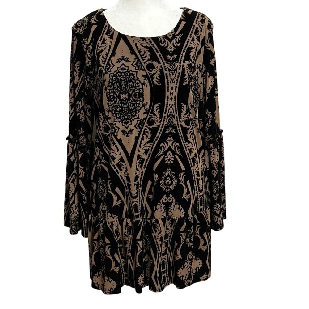 Calessa Size S Tunic Top Peplum Hem Burnout Velvet Whimsygoth